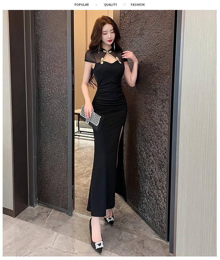 Night Main Store Sexy Dress Low Chest Halter Hip Wrap Long Dress New Chinese Cheongsam Work Clothes Work Clothes