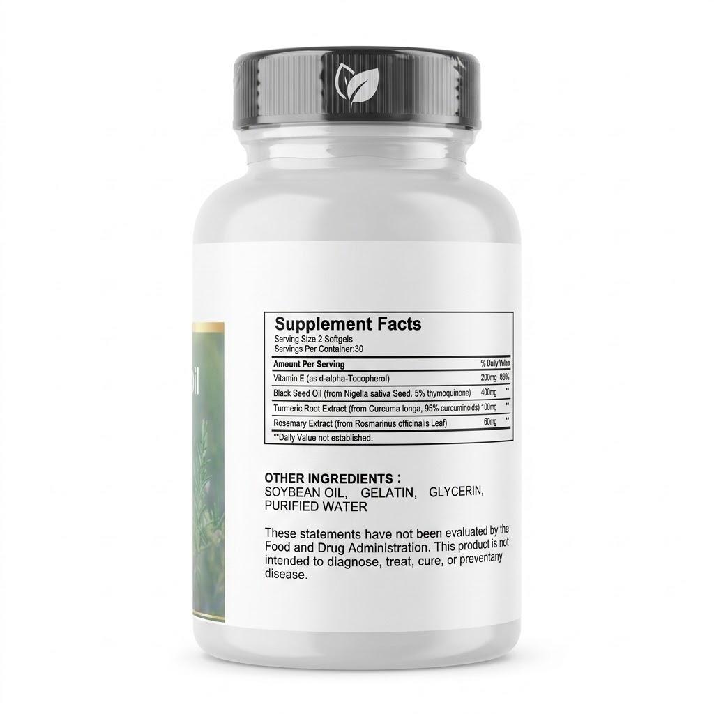 Cold-Pressed Nigella Sativa (Black Seed) Oil Softgels 60 ct – Daily Immune & Thyroid Support
