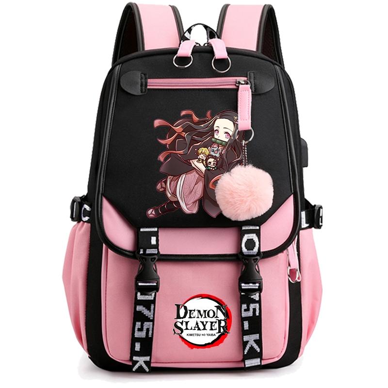 Anime Demon Slayer Backpack for Women Canvas Laptop Bag Back To Schoolbag for Teenager Girl Boy Schoolbag Men Women Travel Bag
