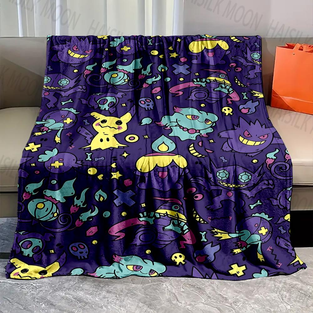 1PC Cartoon Pokémon Characters Print Blanket Fluffy Plush Sofa Bed Blanket for Kids Adults Travel Camping Supplies Car for Gifts