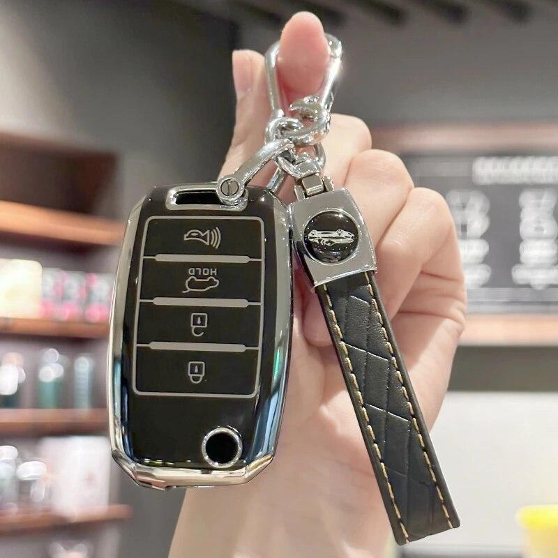 

Чехол для брелока с кожаным ремешком для Kia Sorento Optima Soul Sportage NIRO Forte Rio, защита для смарт-ключа