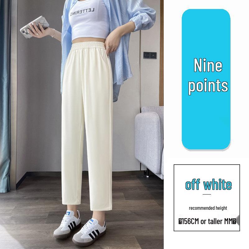 

Women s Breathable High-Waisted Loose Summer Harem Pants - Slimming, Drapey Nine-Point Straight Leg L