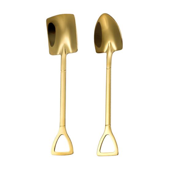 8 stk rustfritt stål vannmelon skjeer vakuum titanbelagte rustfrie skjeer for kaffedesserter