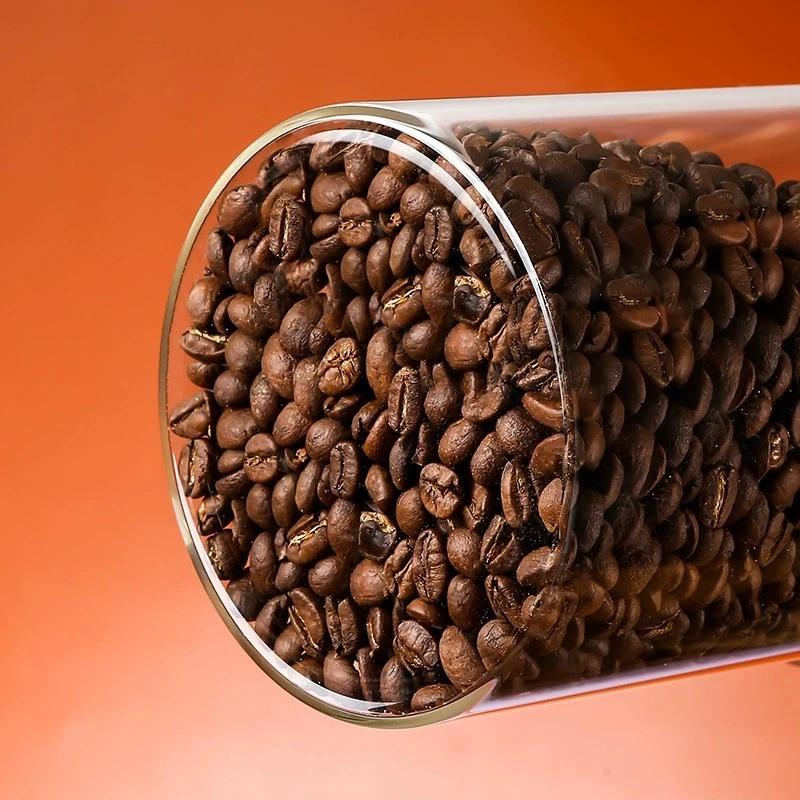 Thickened Glass Sealed Jar with Wooden Lid Waterproof Moisture-proof Coffee Bean Storage Tray Transparent Tea Cereal Containerr