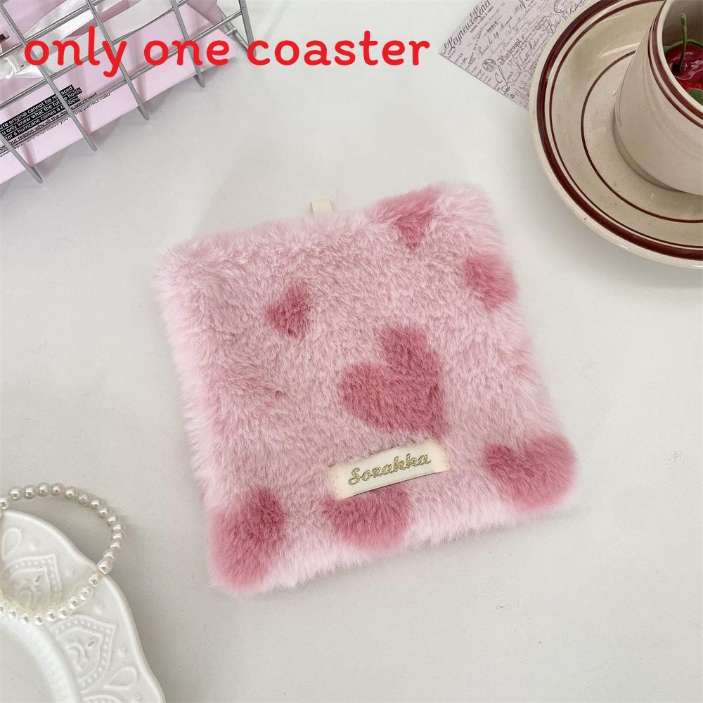 Plush Heart Shape Coasters With Modern Minimalist Design For Home Dining And Coffee Table Decor