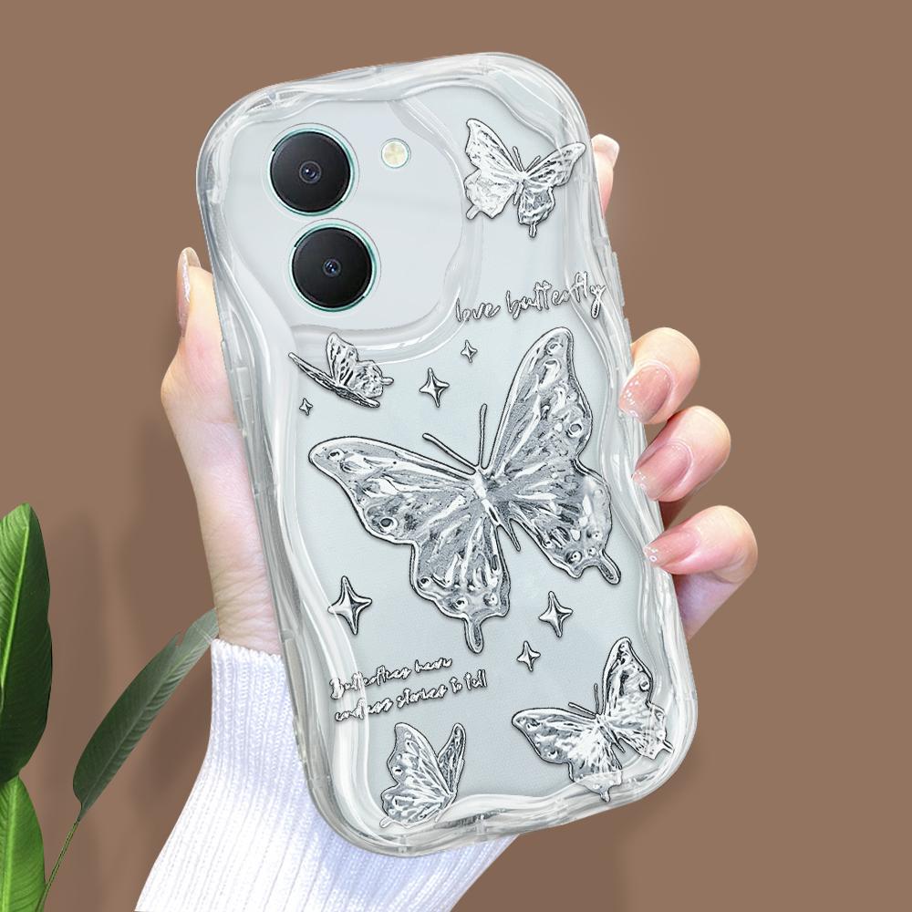 Cute Cartoon Pattern Cream Texture Casing Wavy Edge Soft Silicone Cover Phone Case for Vivo