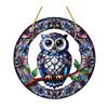 Owl Ornament Stained Glass Blue Green Sun Catcher Enchanting Birds Window Hanging Panel Kitchen Window Decor