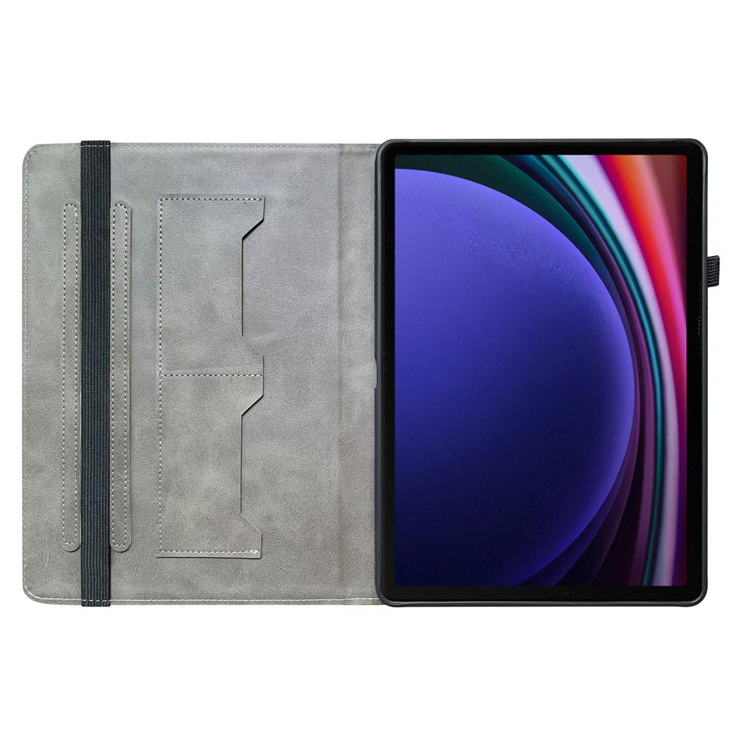Capa de Tablet de Couro PU para Samsung Galaxy Tab S9 FE (10.9")-11 estilos! Durável, com 2 compartimentos para suporte, porta-lápis e compartimentos para cartões, capa traseira de TPU flexível