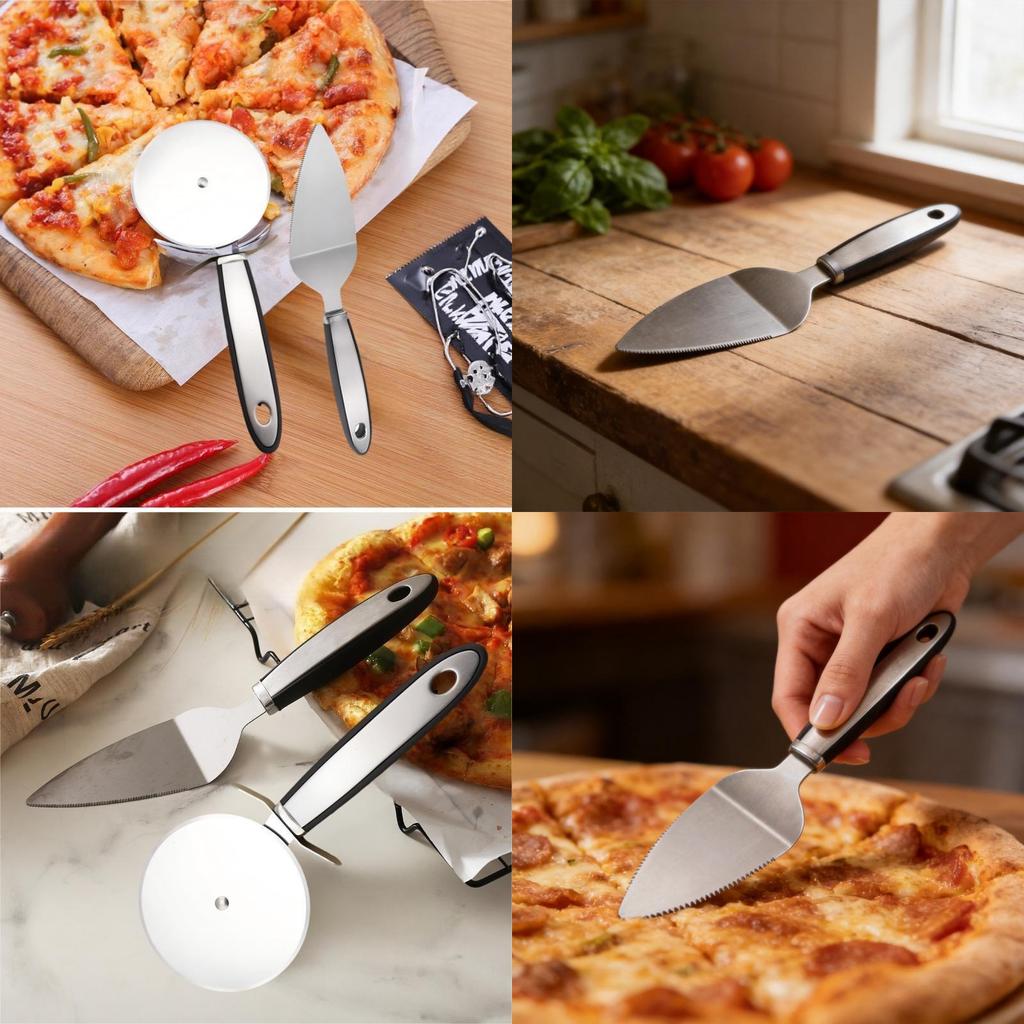 Stainless Steel Pizza Peel And Cutter For Baking And Cooking