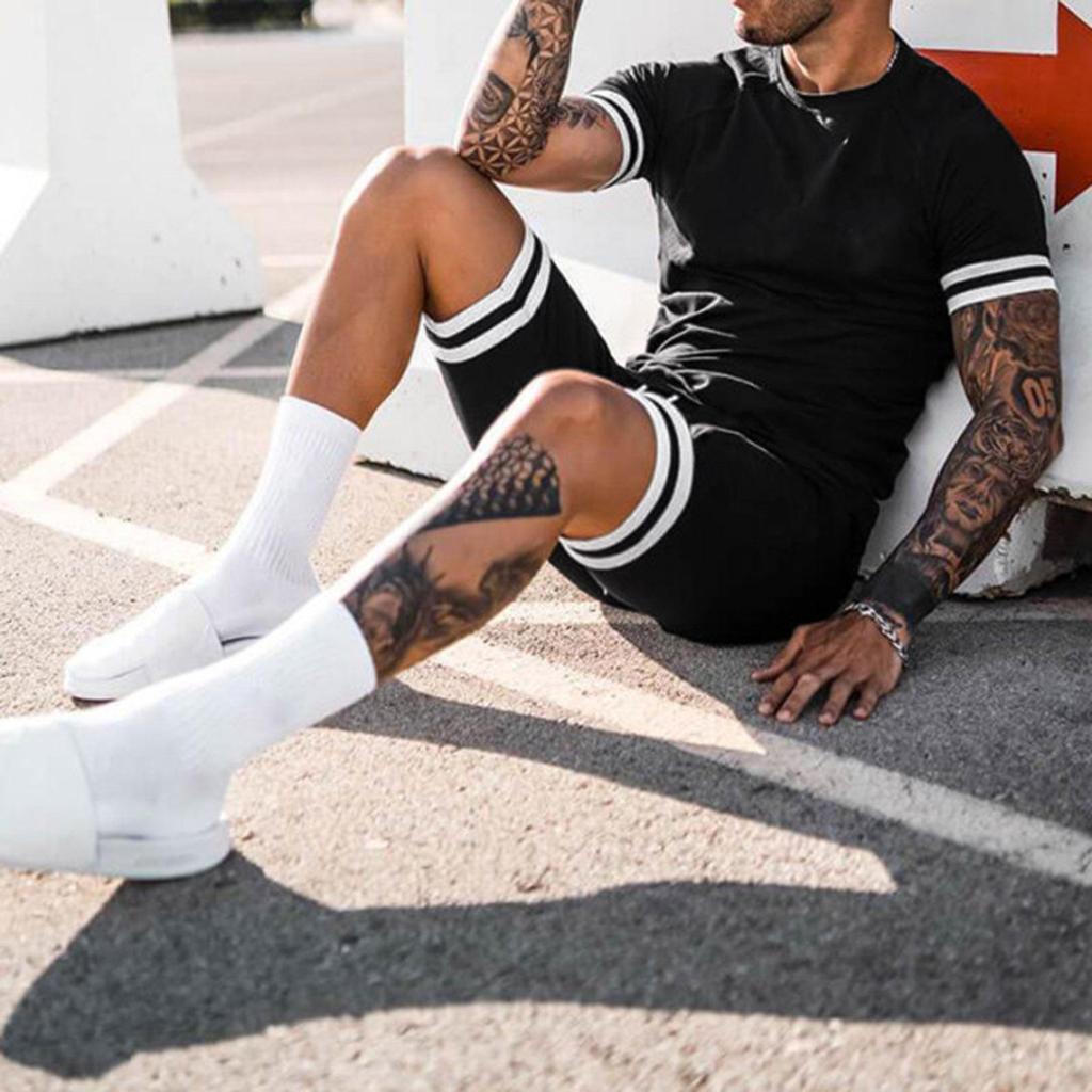 2023 Men's Summer Spliced Short-Sleeve Sports Casual Suit
