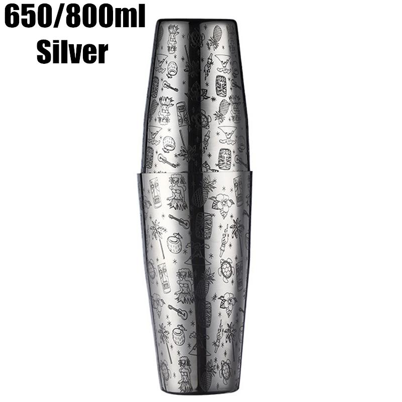 650ml/800ml Boston Cocktail Shaker With Etched Pattern Bar Cocktail Shaker Tin Set Bar Tool