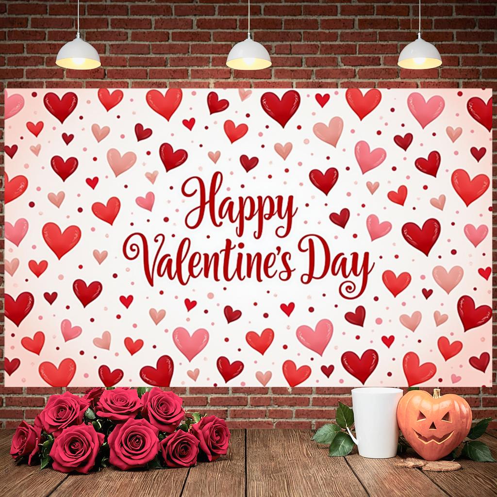 Happy Valentine's Background Valentine's Theme Love Celebration Backdrop Heart Theme Background Heart-shaped Romantic Banner
