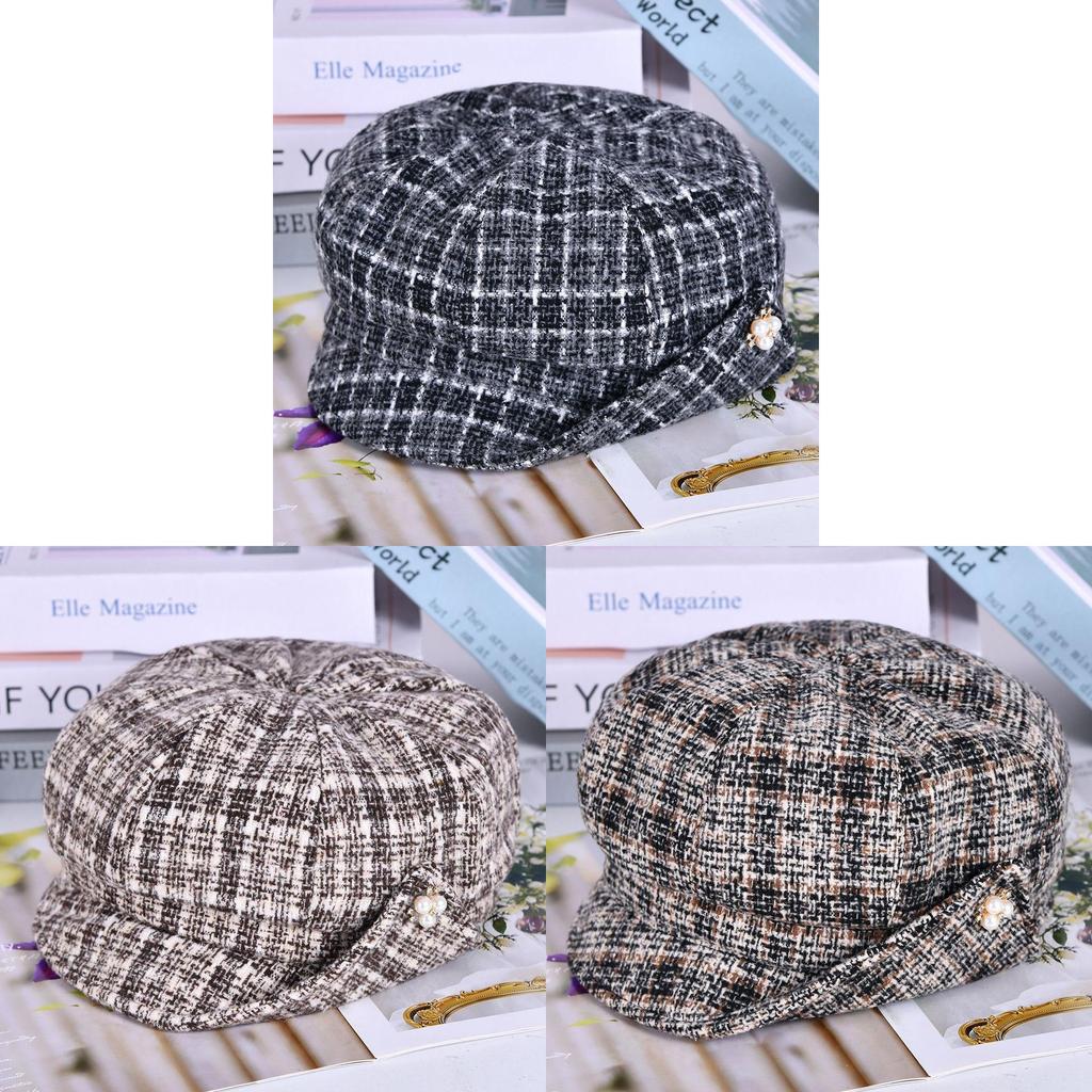 Octagonal Hat With Detachable Short Wavy Wig For Middleaged Women In Spring And Fall Seasons