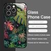 Fashion Palm Leaf Floral Pattern Tempered Glass Phone Case for IPhone 17 16 Pro Max 15 14 13 12 Mini 11 X XS MAX 7 8 Plus Cover