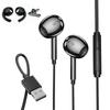 [2026 Improved Model] USB Earphones, 2.5m Long Cable, Gaming Earphones with Microphone, In-Ear Type, HIFI Sound Quality, Volume Control, Ear Caps