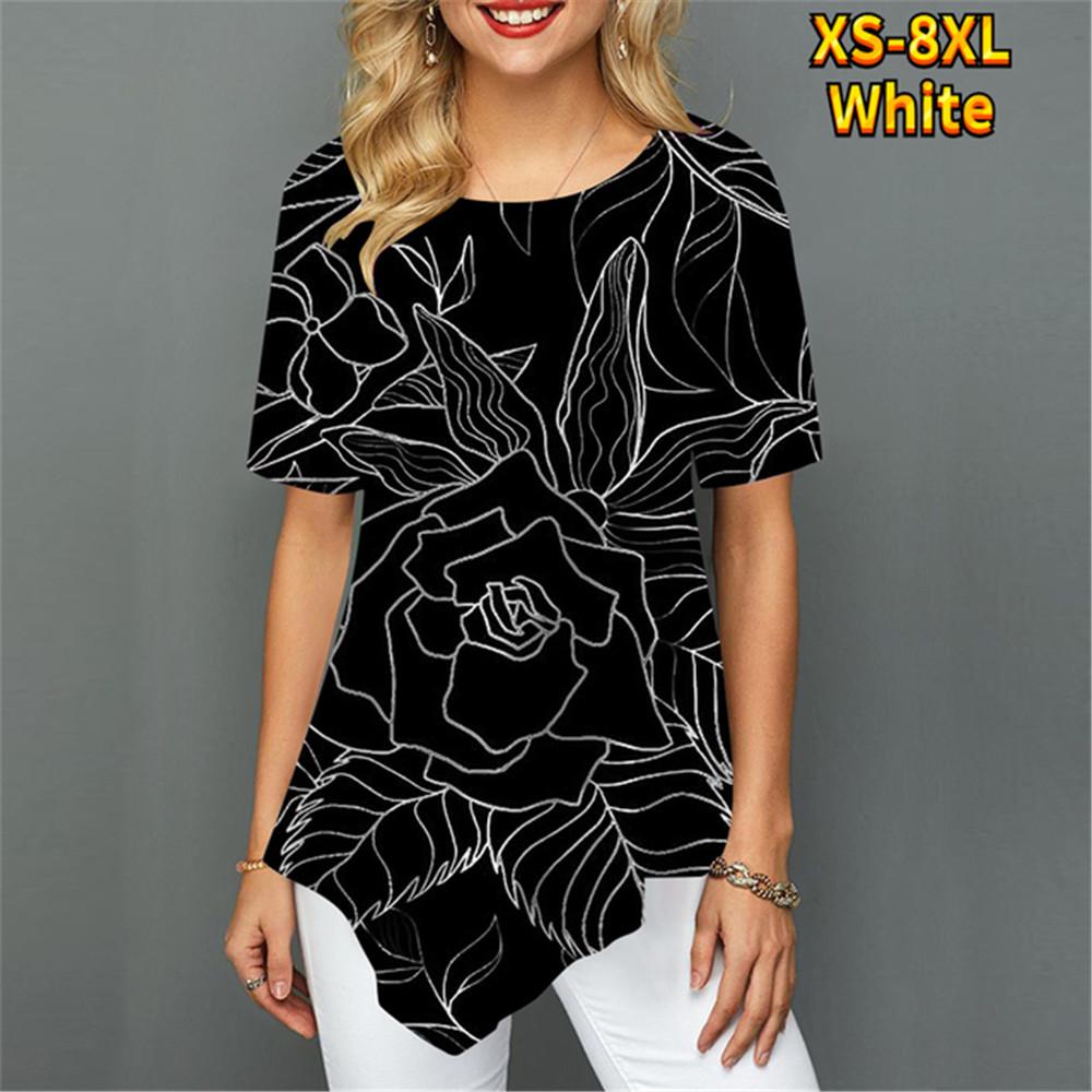 Женская футболка с нерегулярным цветком и цифровым 3D принтом — фото 7