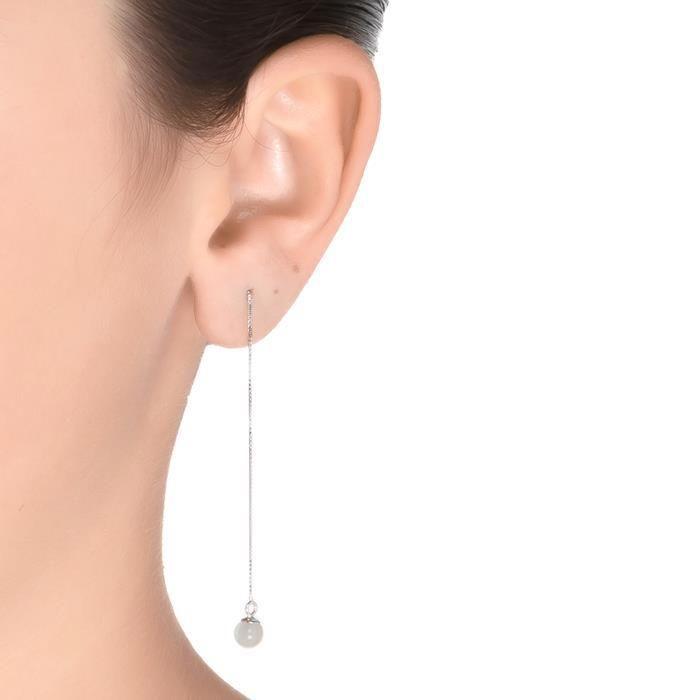 Boucles D'oreilles Luxenter Argent 925 Avec Perle Blanche Finition En Rhodiée - Yedia