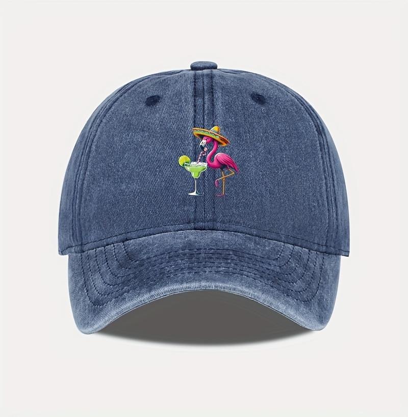 MLFO Flamingo Print Retro Washed Baseball Cap  Adjustable Lightweight Hat Suitable for Shopping Vacation