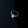 Sterling Silver Six-Prong Stone Ring with Diamond Band - Elegant Proposal/Engagement Jewelry for Women