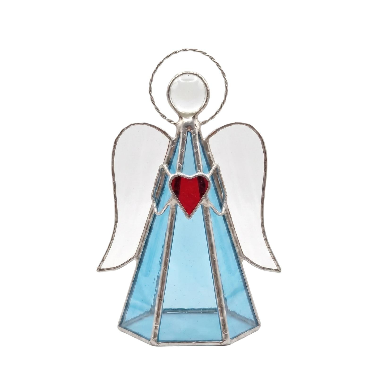 

Stained Glass Angel Figurine Window Hanging Sun Catcher Heart Decoration Home Ornament Holiday Gift синий