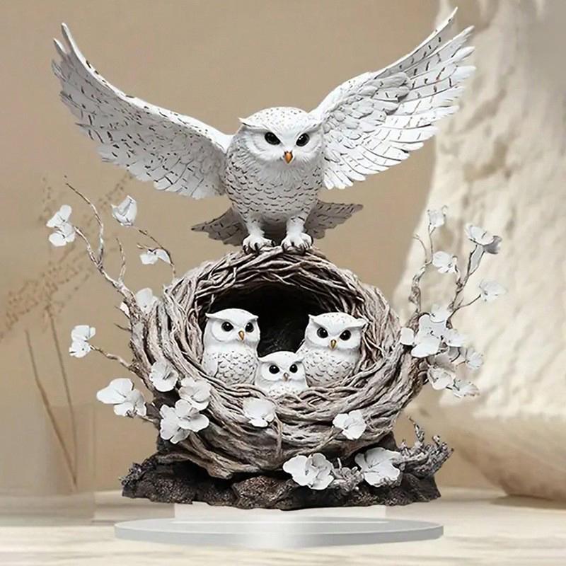 1 pezzo Decorazione festiva da scrivania Statua di gufo piatta 2D a tema anime Regalo di Natale da collezione Perfetto come ornamento e decorazione