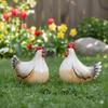 Deux décoration de jardin coq &amp; poule en céramique