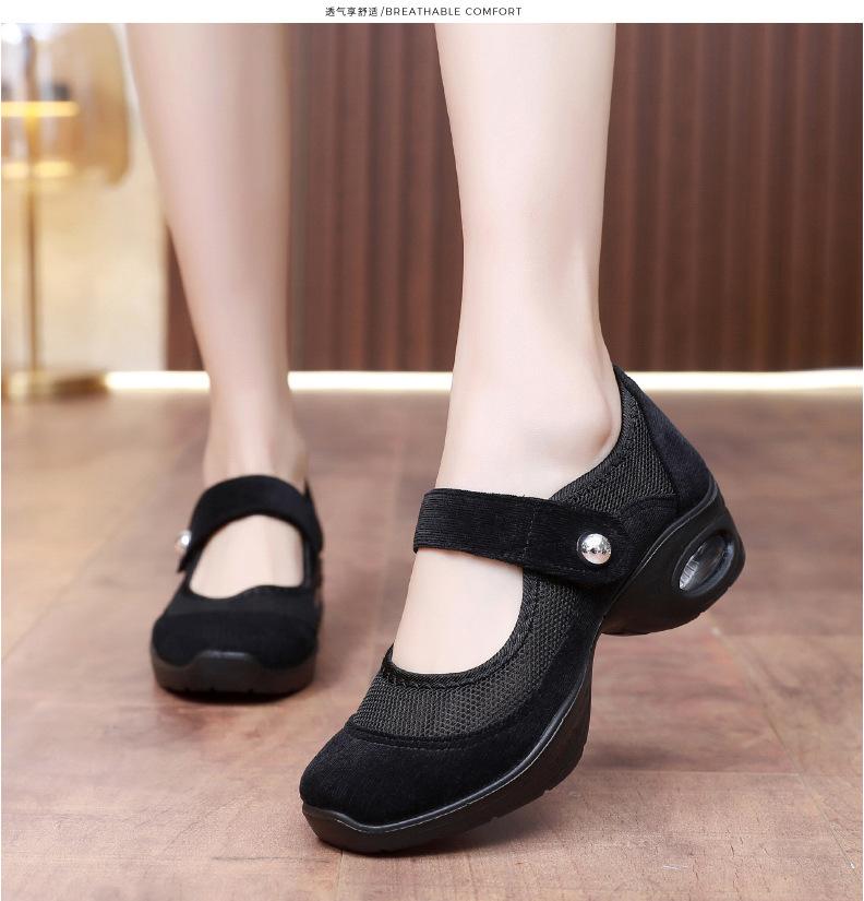 2025 Spring/Summer New Women Mesh Wedges Sneakers Solid Color Platform Dance Shoes Casual Lightweight Walking Slip on Loafers