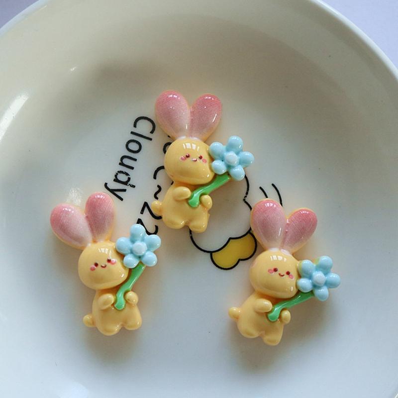 

10 шт. Новые милые мультяшные кролики, серия цветов, плоская задняя часть, смола, скрапбукинг, DIY, ювелирные изделия, заколка для волос, украшение для рукоделия, аксессуары