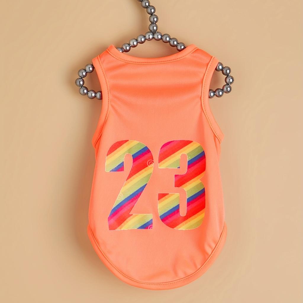 Pet clothes dog cat vest light, breathable and comfortable, clothes with prints, orange, simple, generous, fresh and cute, suita