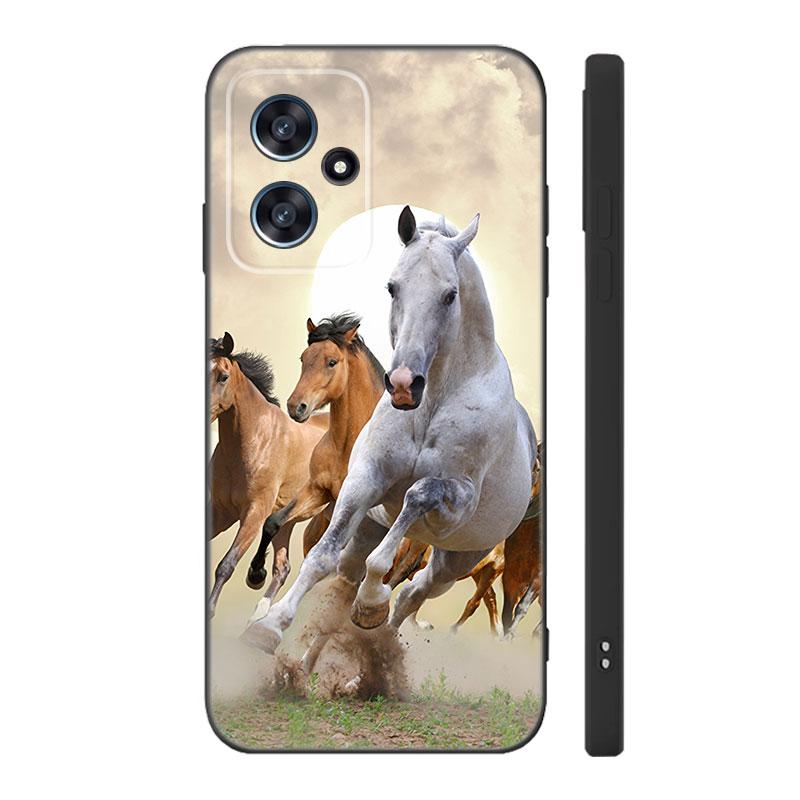 Horse Animal Black Silicone Phone Case For Xiaomi POCO X3 X4 NFC F3 F4 GT F5 M3 M4 M6 X5 X6 Pro 5G C55 C65 M5