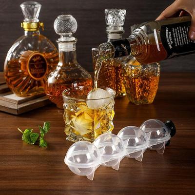 Four-Compartment Round Ice Ball Mold Set - Whiskey Ice Cube Tray with 4 Holes