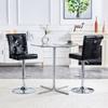 A Set of 2 Black Vintage Crocodile Leather Lift Bar Stools, with Crystal Buckle and Synthetic Leather Design, Add Elegance and Mystery to Dining Area