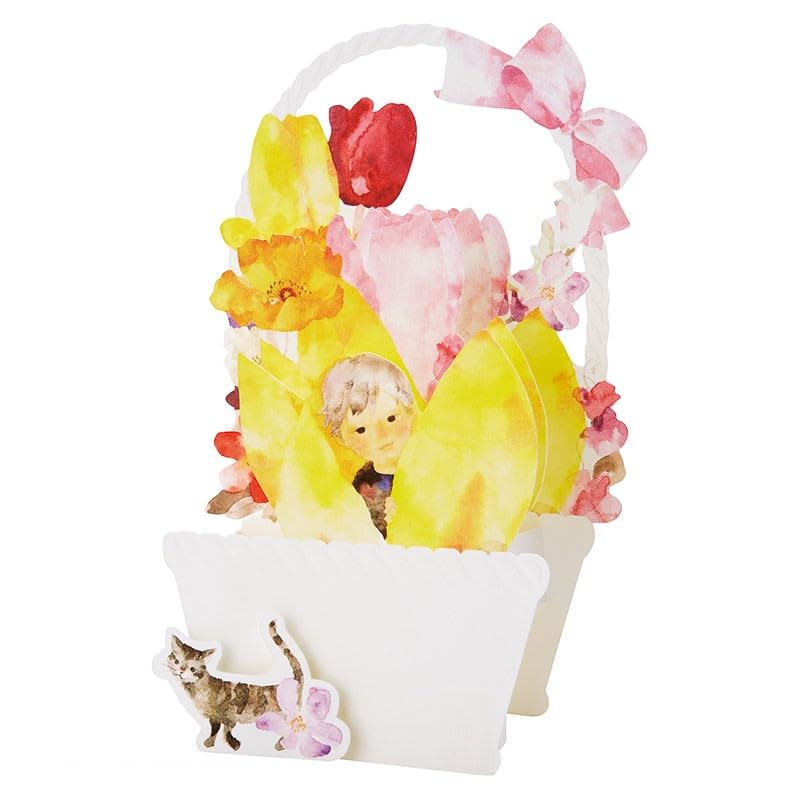 Sanrio Message Chihiro Multipurpose Flower Basket Greeting Ships SANRIO 102865 Card, Iwasaki, Card, Card, Overseas, MU242-4,