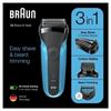 Rasoir électrique sans fil BRAUN Series 3 Shave &amp; Style - 3 lames flexibles - 5 sabots - Noir/Bleu