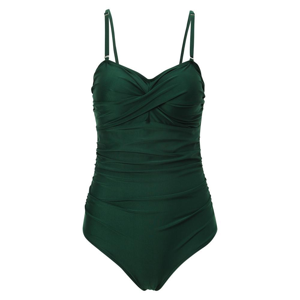 Jednodílné plavky Plus Size Plus Zvýšení tuku Bez zad Vysoce elastické plavky Odolné Retro Puntíkaté plavky