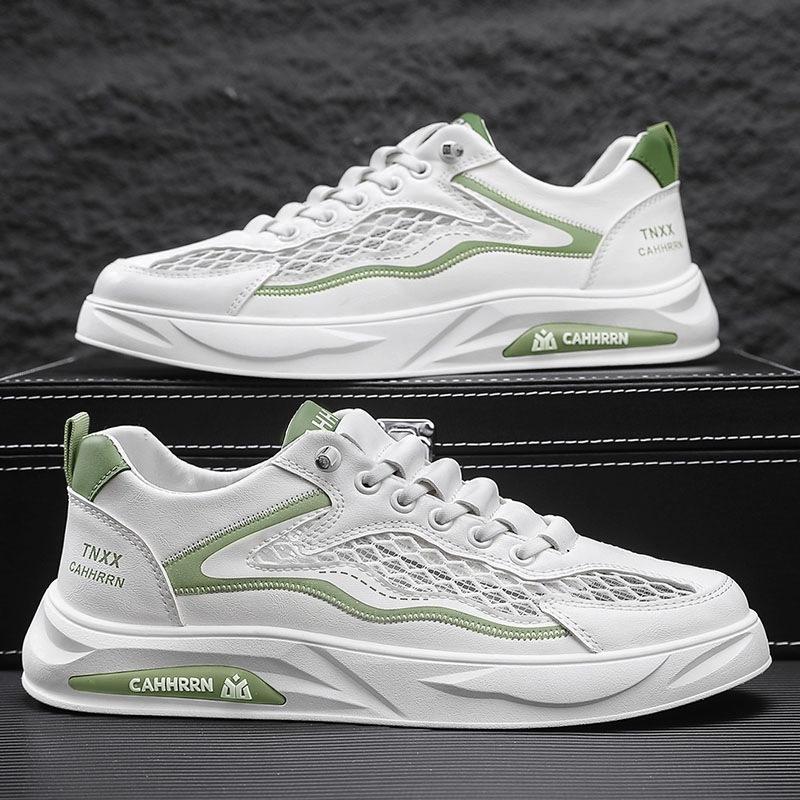 Board Shoes Student Little White Shoes Men's Summer Breathable Big Net Hollow Men's Shoes 2025 New Casual Sports Shoes Youth
