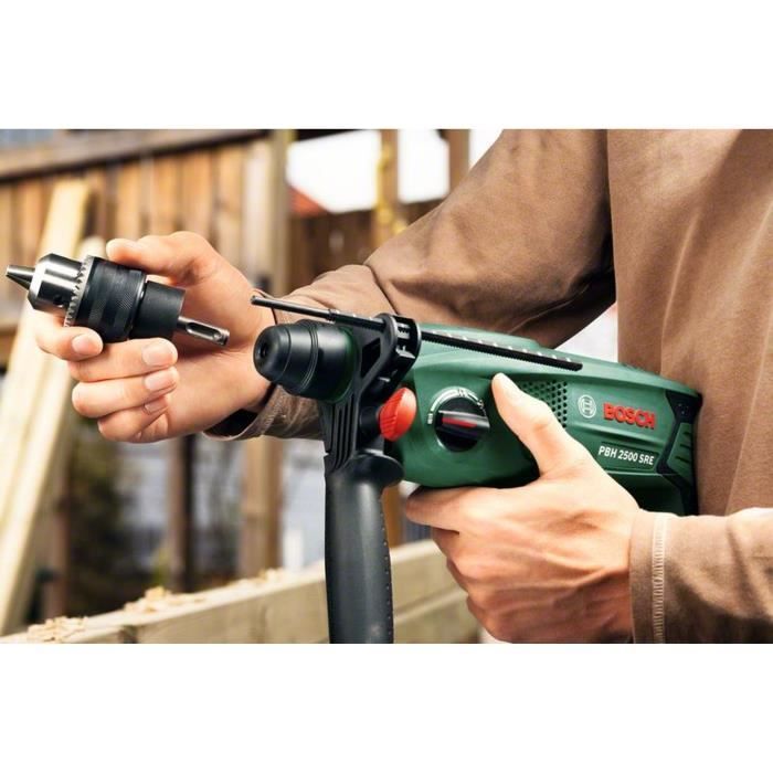Perforateur Bosch - PBH 2500 SRE (600W, 1,9 J, 0 – 5.100 Cps/min, Livré Avec Accessoires Et Coffret Plastique)