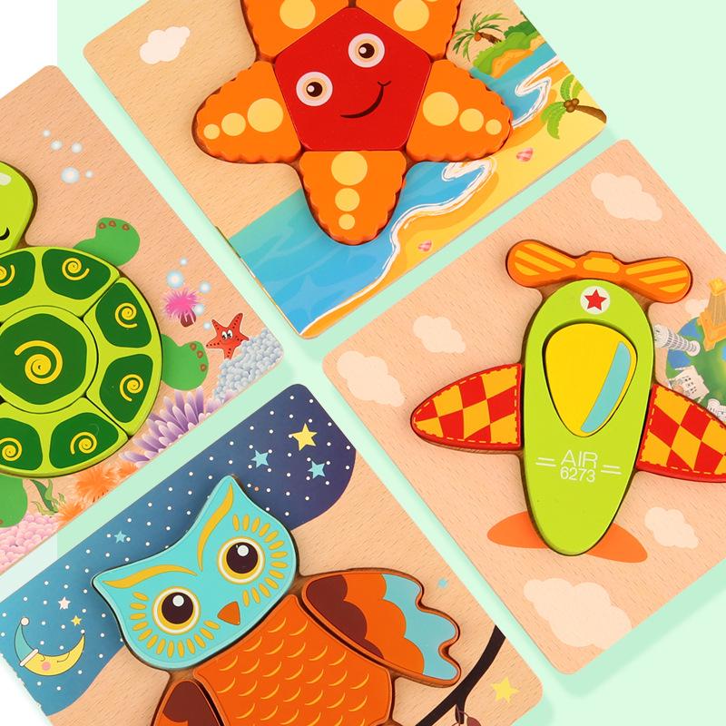 Wooden 3D Educational Puzzle for Toddlers - Interactive, Creative Hands-on Toy for Ages 1-3