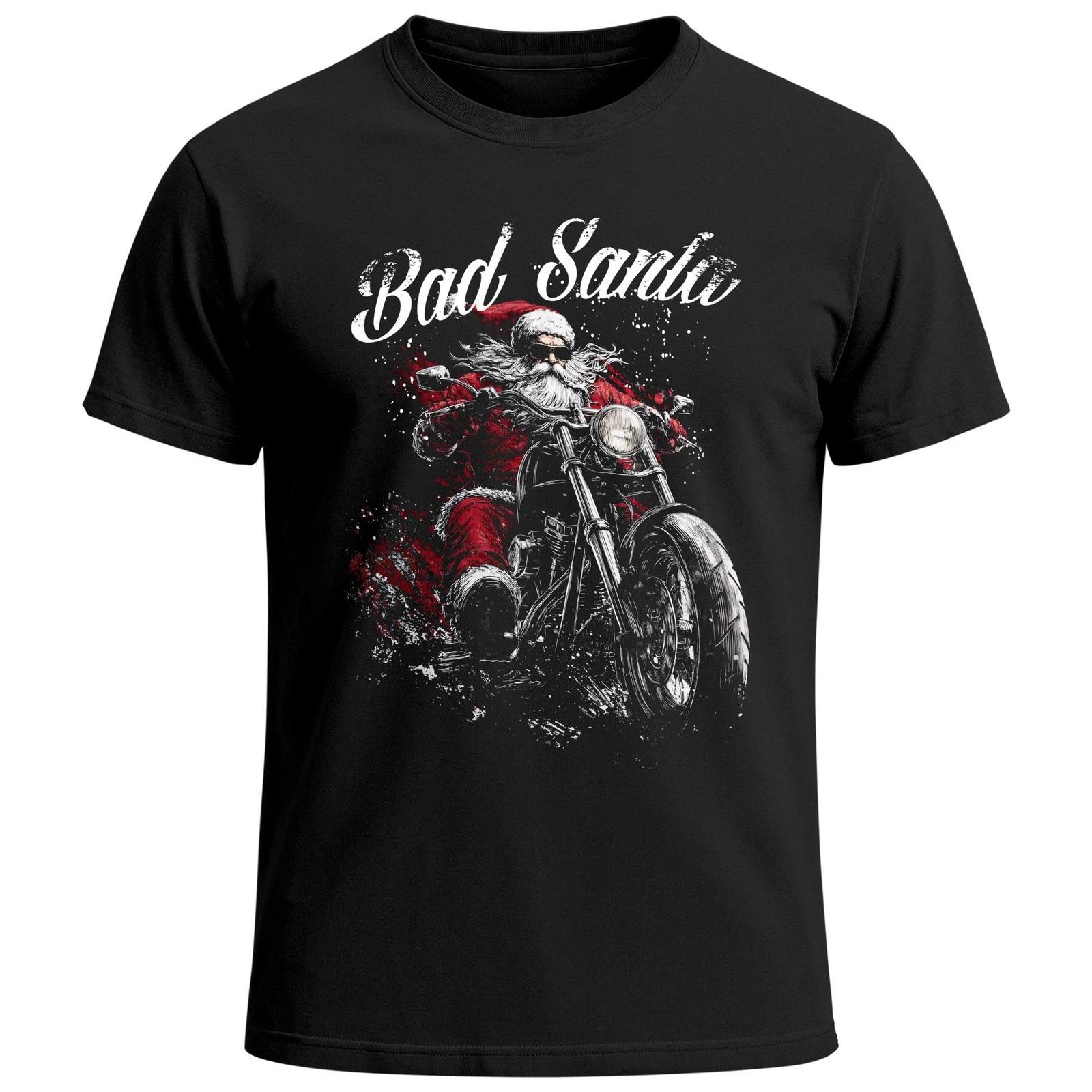 Mens T-Shirt Christmas Bad Santa Design Xmas Shirt Biker Saying Funny- 4XL