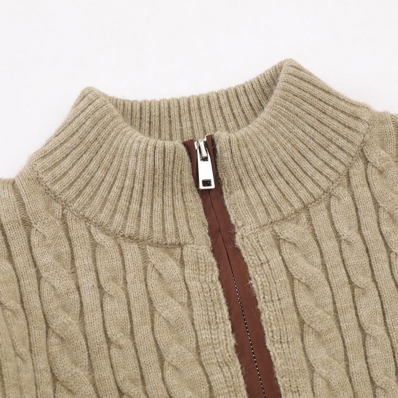 Mens Half-Zip Stand Collar Sweater Loose Fit Streetwear Style Solid Color Twisted Knit Pullover Fall Winter