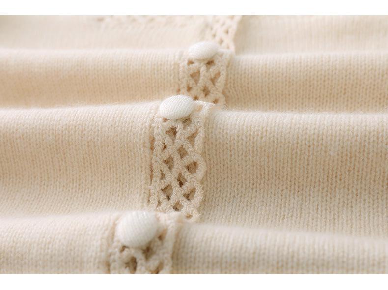 Autumn Style Heavy-Duty Crochet Knit Wool Cardigan: Women's Fashionable Hollow-Out Sweater Coat, Solid Color.