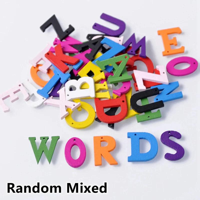 

100 шт. 22 мм Случайные Смешанные 1 Отверстие Деревянные Буквы Алфавита Украшение Скрапбукинг Шитье Поделки Деревообработка Изготовление Ювелирных Изделий CHINA красное дерево