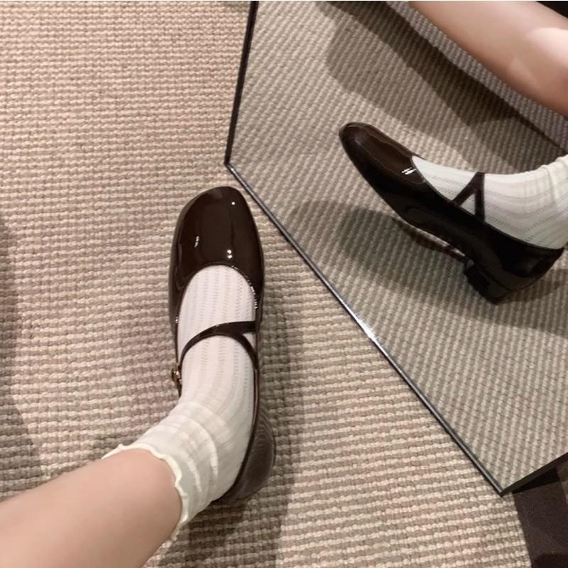 2024 Cute Lolita Shoes Japanese Girl Platform Black Flat Heels Fashion Square Toe Mary Jane Women Leather Student Cosplay Shoes