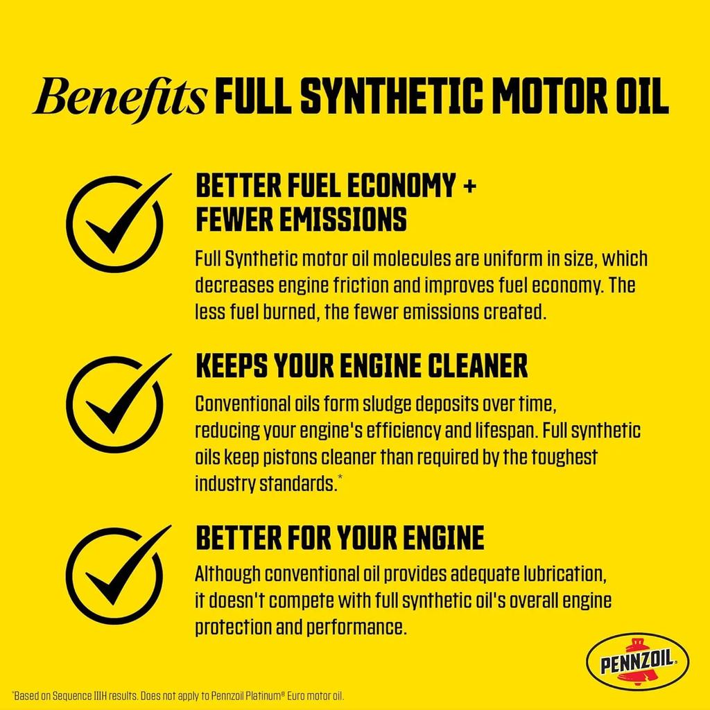 Pennzoil Platinum Full Synthetic 10W-30 Motor Oil For High Performance Engine Protection And Durability