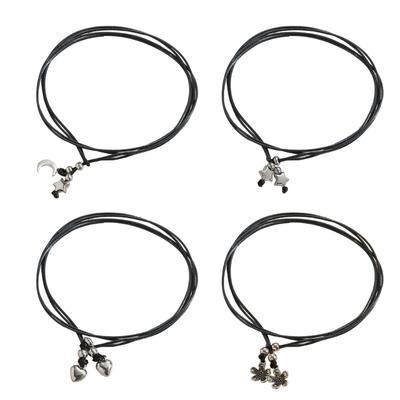 Leather Ankle Bracelet for Women Heart Flower Star Moon Leather Rope Anklet Beach Foot Jewelry Gift for Gifrls Mom