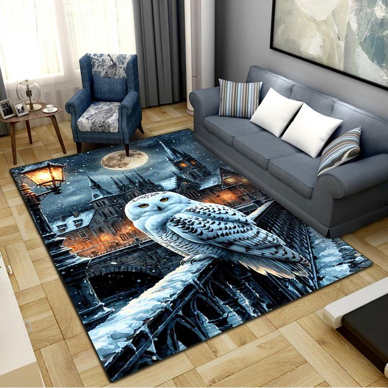 Magic School Owl Carpet Rug for Living Room Bedroom Home Sofa Decoration,Kids Play Non-slip Floor Mat