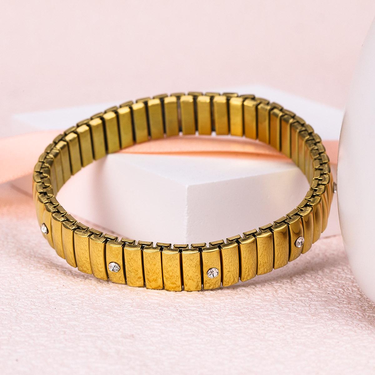 Роскошный эластичный браслет из нержавеющей стали - Минималистичный браслет-манжета ручной работы с регулируемым размером