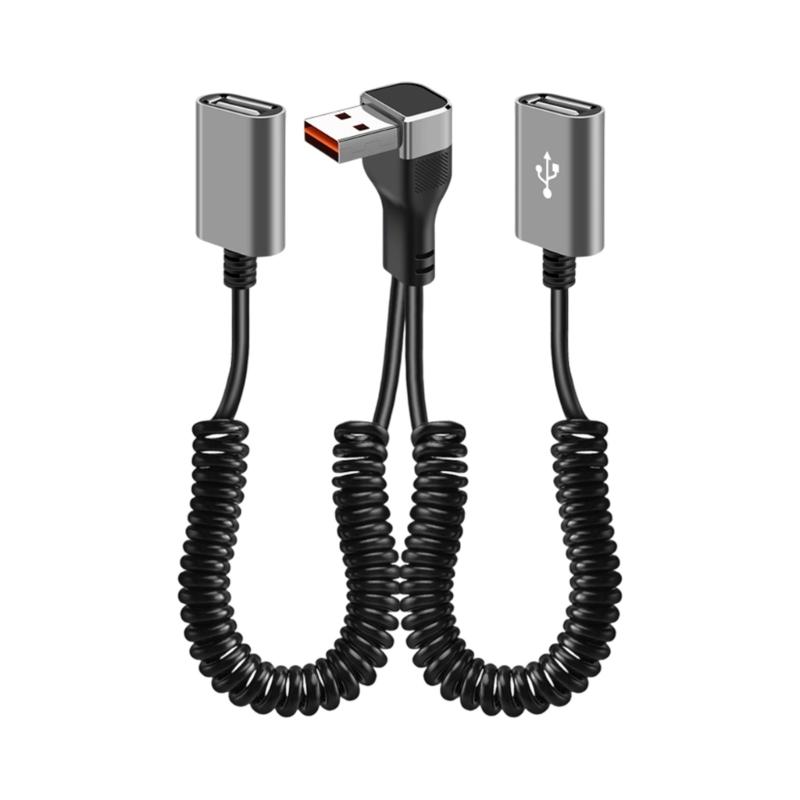 

Быстрый зарядный кабель 66 Вт, изогнутый под углом 90 градусов, USB на USB/Type-C, растягивающийся пружинный кабель для автомобиля, компьютера, мобильного аккумулятора