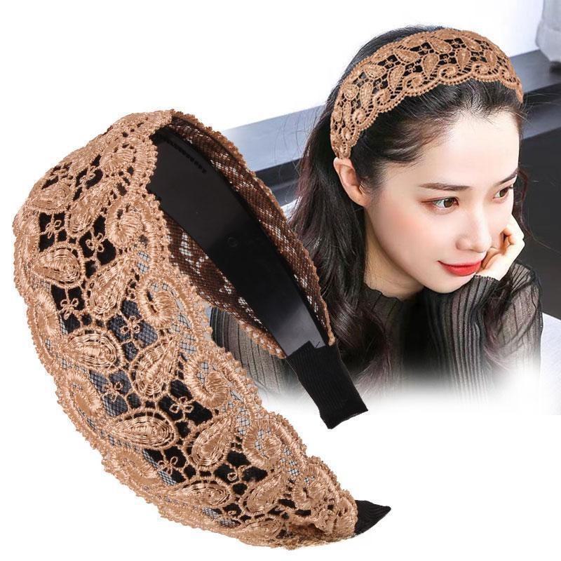 White Breathable Wide Lace Hairband with Non-Slip Teeth - Perfect Summer Hair Accessory