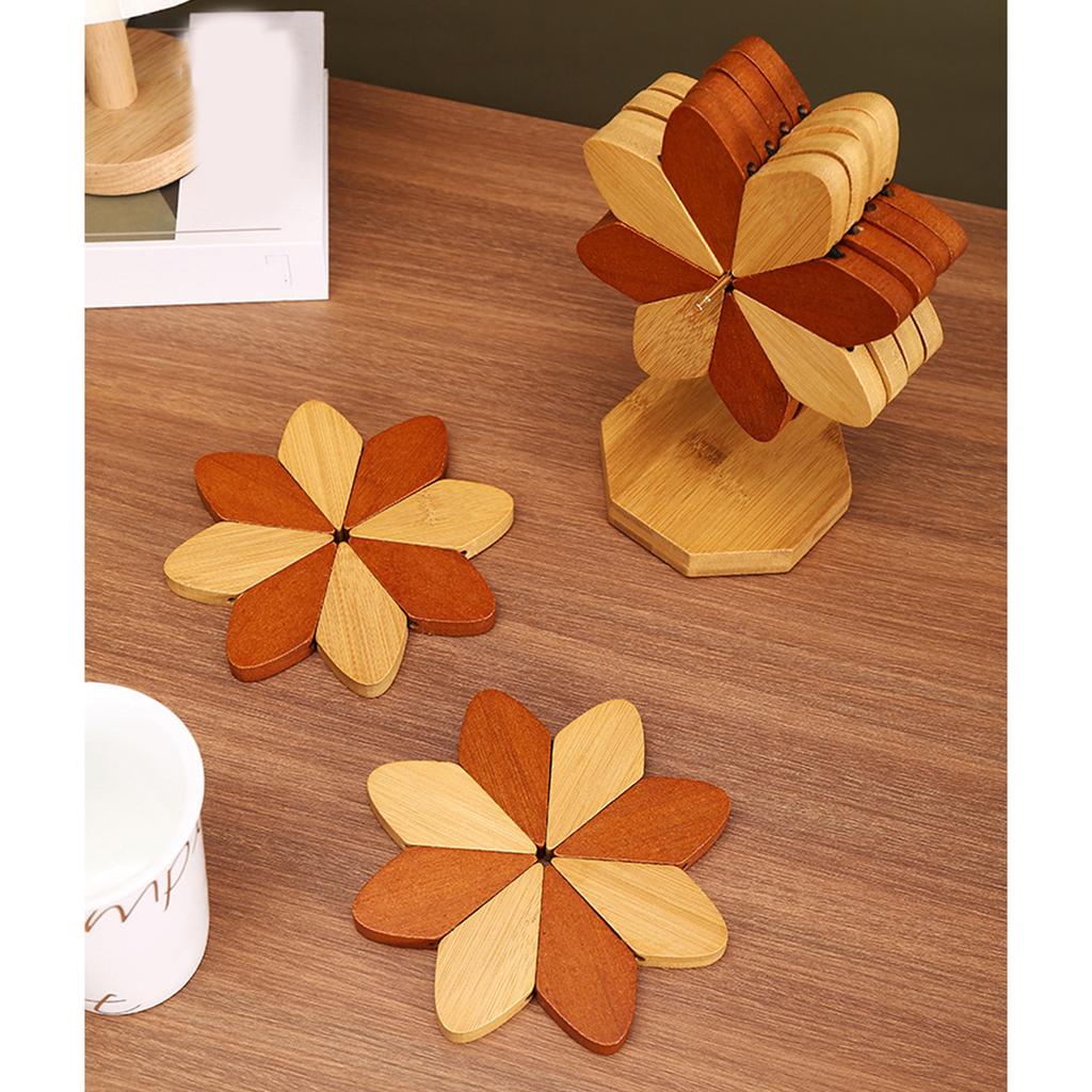 Wooden Countertop Protectors for Hot Pots Dishes Use Heat Resistant Kitchen Trivet with Base Dining Table Accessories